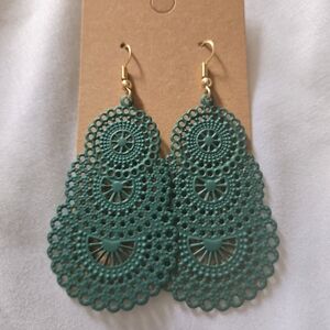Elegant Teal Filigree Earrings
